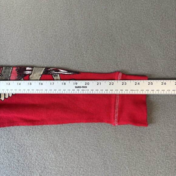 VTG Sapphire lounge American Biker Thermal Shirt Skull Flames Waffle Knit 90s - Picture 6 of 13